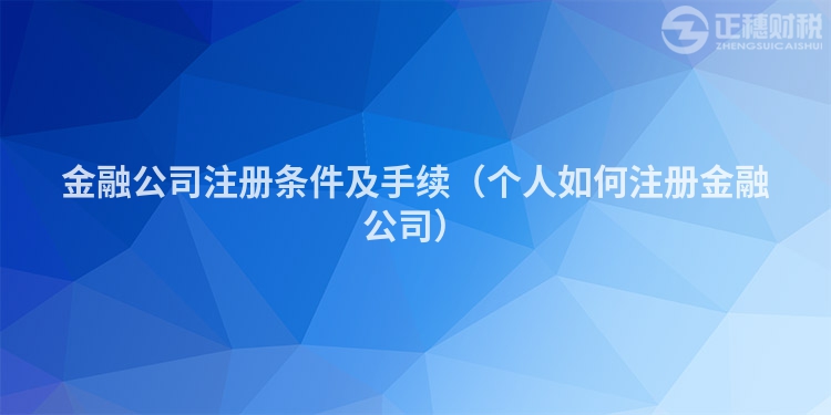 金融公司注册条件及手续（个人如何注册金融公司）