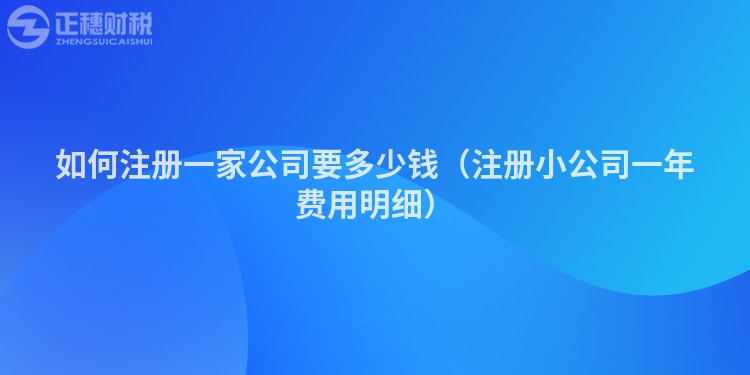 如何注册一家公司要多少钱（注册小公司一年费用明细）