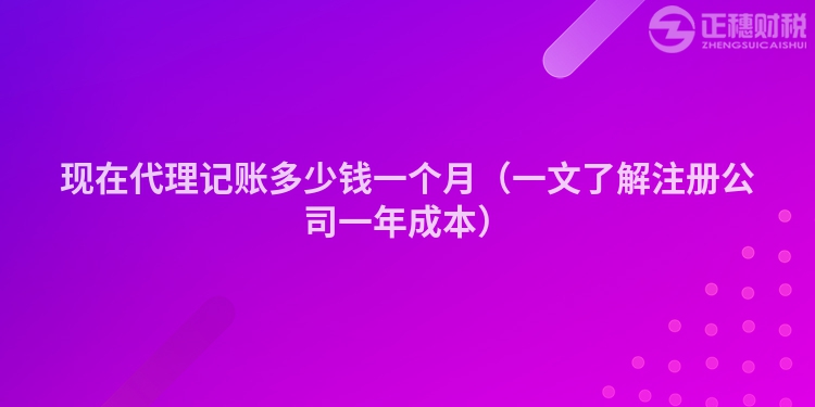 现在代理记账多少钱一个月（一文了解注册公司一年成本）